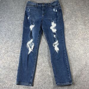 Judy Blue Jeans Womens 15/32 Straight Leg Distressed Medium Wash Denim Stretch